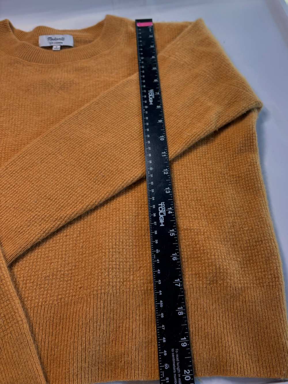 🧡 Madewell 100% Cashmere Mustard Grandpa-Core Crewneck Sweater M - Picture 5 of 6